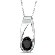 Oval Onyx Pendant in 10K White Gold