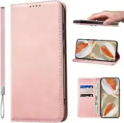 [LANJLM] Google Pixel 9/9 Pro Case with Wrist Strap PU Leather Pixel 9 Wallet Case Card Holder Shockproof Google 9 Pro Flip Cover - Rose Gold