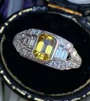 2Ct Emerald Cut Lab-Created Sapphire Wedding Ring 14K White Gold Finish