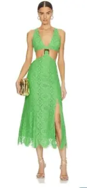 Alice McCall Yvonne Lace Midi Dress Lime Size au4 (RRP $549) BNWT