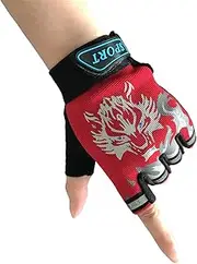 [BEISIJIA] Children Kids Cycling Half Finger Gloves Mittens Breathable Non-Slip Riding Gloves Outdoor Sports Shockproof Fingerless Gloves for Biking Motorcycle Running Driving Training Climbing