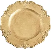 [DN DECONATION] Vintage Gold Decorative Tray for Coffee Table, Ottoman Tray for Bathroom, Perfume Tray Farmhouse Home Decor Jewelry Organizer, Candle Tray for Table Centerpieces, Round Tray for Living Room Decor