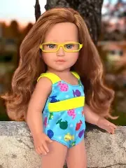 18 Inch Doll Swimsuit with Glasses and Sandals