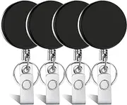 Selizo 4 Pieces Retractable Badge Holder ID Badge Holder Heavy Duty Badge Reel with Keychain Ring Clip for ID Key Card Badge