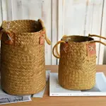 天然草編花籃花器花瓶麥穗大麥裝飾擺件干花北歐海草編織籃