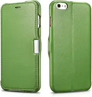 ICARER Case Fits Apple iPhone 6S Plus and iPhone 6 Plus (5.5 inch), Genuine Leather Flip Case, Slim, Green