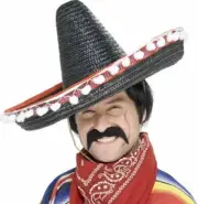 Smiffys Mexican Bandit Tash Self-Adhesive - Black