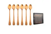 6pc Copper Hammered Handle Spoon Set