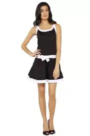 Love Moschino A-Line Dress BLACK white Shift Sleeveless Crew-neck Mini NEW