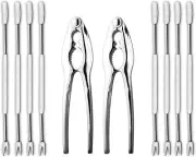 HIWARE Lobster Crackers and Picks Set, 10-Piece Crab Leg Cracker Tools Silver