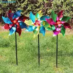 DWAYNE風車,彩虹條紋易於安裝風力旋轉器,嚇鳥DIY色彩繽紛塑料花園風車庭院裝飾