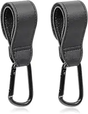 Heatunk Premium Black Leather Style Buggy Clips: Pram Hooks for Strollers, Prams, and Pushchairs - Award-Winning Design Loved by Parents - Pack of 2