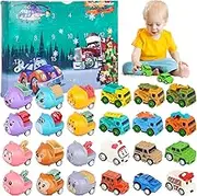 ZAMERR Advent Calendar 2024 for Kids, Christmas Countdown Calendar with 24 Surprise Pull Back Car Toys, Baby Advent Calendar Vacation Animal Vehicles Toys for 2 3 4 Year Old Xmas Gifts for Boys Girls