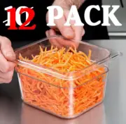 12 PACK 1/6 Size Clear Plastic Steam Prep Table Food Pan 4" Deep Polycarbonate