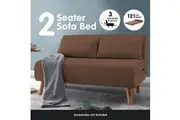 Sarantino 2-Seater Adjustable Sofa Bed Lounge Faux Linen - Brown