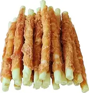 Pawant Puppy Training Snacks Dog Chews Treats Chicken Wrapped White Raw Leather Sticks 0.5lb