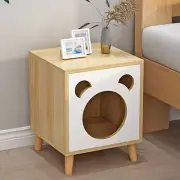 Cat Cube Wooden Cave Bed House Furniture Kitten Hideout Covered Shelter Peekaboo