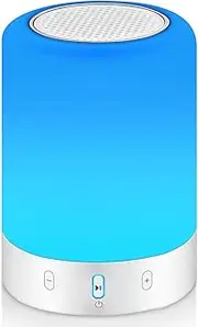 Night Light Bluetooth Speaker, Portable Wireless Bluetooth Speaker, 6 Color LED Themes Bedside Table Light/Smart Touch Control Color Changing Stereo Subwoofer, Handsfree/Phone/MicroSD/Supported