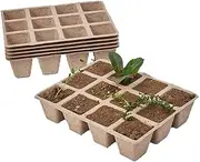 50 PCS 12 Grids Seed Trays,Cells Biodegradable Peat Pots Seedling Germination Trays,Peat Pots Seedling Pots Biodegradable,Pulp Germination Trays,Biodegradable Peat Pots for Seedling