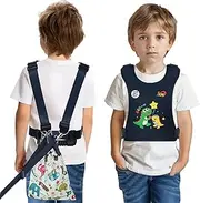 JXM Safety Harness for Active Childs with Quick Grab Handle, Teens Youth Secure Walking Harness with Autism Awareness and Pouch, Adjustable Tether Leash for Autism ADHD Special Needs Child Kids