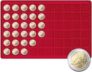 LINDNER Das Original Tray for 60 Coins up to 27 mm Diameter, red