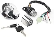 Yurefax Motorcycle Ignition Switch Fuel Gas Cap Helmet, for Seat, Lock Key Set, for 1985-2015 Rebel/CMX 250, 1995-1999 CA125, Chrome Motorcycle Ignition Switch Key
