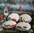 CRATE & BARREL ESTE FLORAL SALAD PLATES (4) -NIB- SERVE UP SPRINGTIME CHARM!