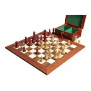 The Dubrovnik Chess Set, Box, & Board Combination - Red Mahogany Gilded