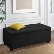 97cm Artiss Storage Ottoman Blanket Box Linen Black