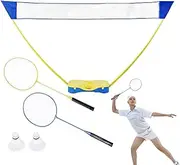 Garden Badminton Set: Complete Garden Set Includes Racket, Net, Poles and Flyers for Family Entertainment, Easy to Set Up Sports Game for Y