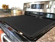 Stove Top Cover for Electric Stove - Silicone Stove Mat for Glass Top Stove, Glass Cooktop Protector, XL Dish Drying Mats for Kitchen, Range Covers for Electric Stove (Black,28 x 20)