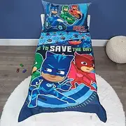 PJ Masks Time to Save The Day 4 Piece Toddler Bedding Set, Blue