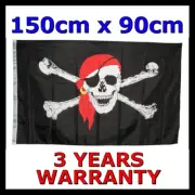 Large Jolly Roger Pirate Flag Black Skull and Crossbone Outdoor Party 150 x 90cm