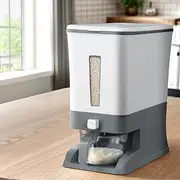 [5-Star Chef] Cereal Dispenser, 12kg Dry Food Storage Containers Rice Container Grain Dispensers Home Kitchen Organization, Clear Display Window One Press Output Measuring Cup Removable Top Cover