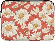 Laptop Sleeve Case 13-14 Inch Soft Computer Bag Red and White Daisies Carrying Bag with Zipper for Laptop Computer