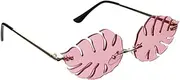 [Healeved] 1Pc Frameless Leaf Shape Sunglasses for Party Photo Props Lightweight Comfortable Fit Durable Pink Sunglasses for Fun Events and