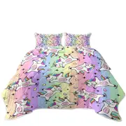 Sweetheart Rainbow Unicorns Coverlet