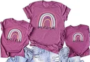 [JMFXB] Mama and Mini Rainbow T-shirt Mommy and Me Shirts Mama Mini Matching Tee Boho Rainbow Shirt Mother and Daughter Shirt