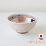 【JUST HOME】日本三花貓輕量陶瓷4.7吋飯碗 橘杏色(碗 瓷碗 中式碗 餐碗 可微波)