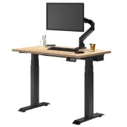 Desky Dual Mini Sit to Stand Sublime Teak Desk 800x500mm Matte Black Frame