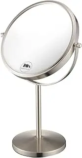 ALHAKIN 10x Magnifying Makeup Mirror, 8 Inch Tabletop Mirror with 1X/10X Magnification Double Sided, Standing Bathroom Makeup Mirror for Desk, Nickel