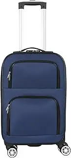 [HarmonyBliss] Lightweight Spinner 20 Inch Carry On Luggage Softshell Suitcase - Travel Trolley Bag for Effortless Travel Experience, Blue, 20", Modern