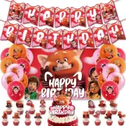 Turning Red Panda Mei Birthday Party Supplies Banner Cake Toppers Kits Decors AU