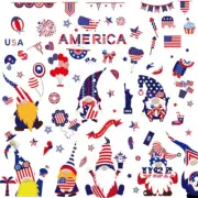 8 Sheets Faceless for Independence Day Gnome Stickers Door Wall Window Clin