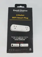 Smart Wi-Fi Dual 2 Outlet Indoor Plug Good Choice No Hub Required Lights White