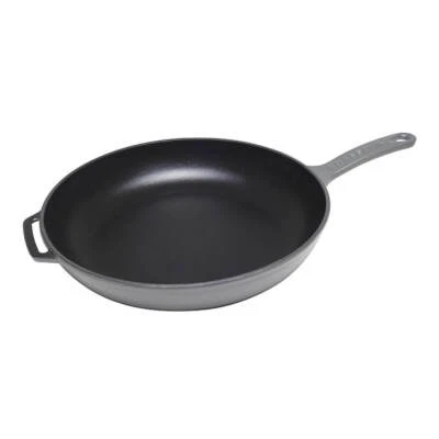 Chasseur Frypan Double Enamelled Surface with Cast Handle 28cm Caviar Grey