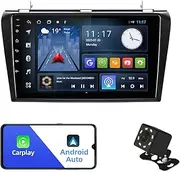 Android 10 Double Din Car Stereo for Mazda 3 2004-2009 with 9 Inch Touchscreen Radio Built-in Wireless Carplay/Android Auto/GPS/Bluetooth/FM/AUX-in/Steering Wheel Control Backup Camera 2+32G