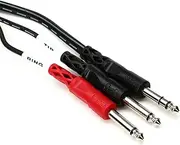 Hosa 1/4 Inch TRS to Dual 1/4 Inch TS Insert Cable, 3 Meter Length, Black/Silver/Red