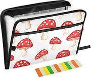 Quteprint 13 Pockets Expanding File Folder with Zipper Closure, Mushroom Pattern Accordion File Folder with Sticky Labels, Letter Size A4 Papers Expandable File Document Organizer