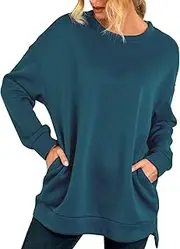 [bwgrytuy] Womens Plain Nursing Long Sleeve Monochrome with Pockets Cold Weather Autumn Hoodie Crewneck Sweatshirt